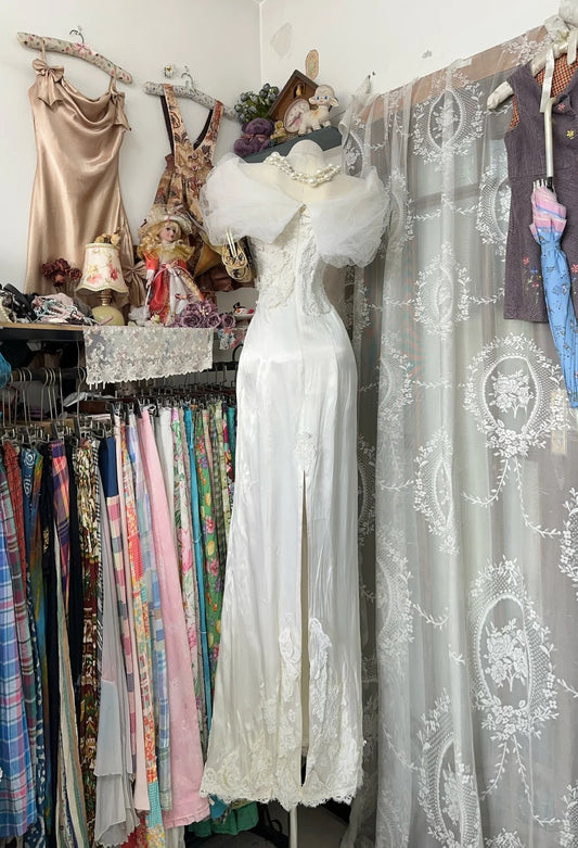 Vintage Prom Dresses Aesthetic 1960s Retro Mermaid Off The Shoulder White Lace Long Formal Dress N2256