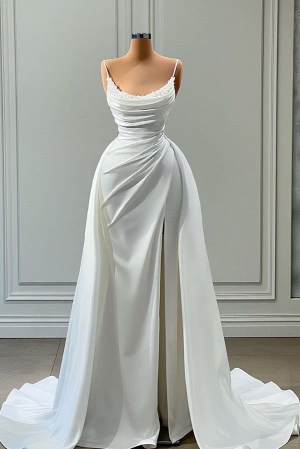 Robe de bal sirène à fines bretelles, longue sans manches, fendue sur le côté et fendue jusqu'au sol AB984