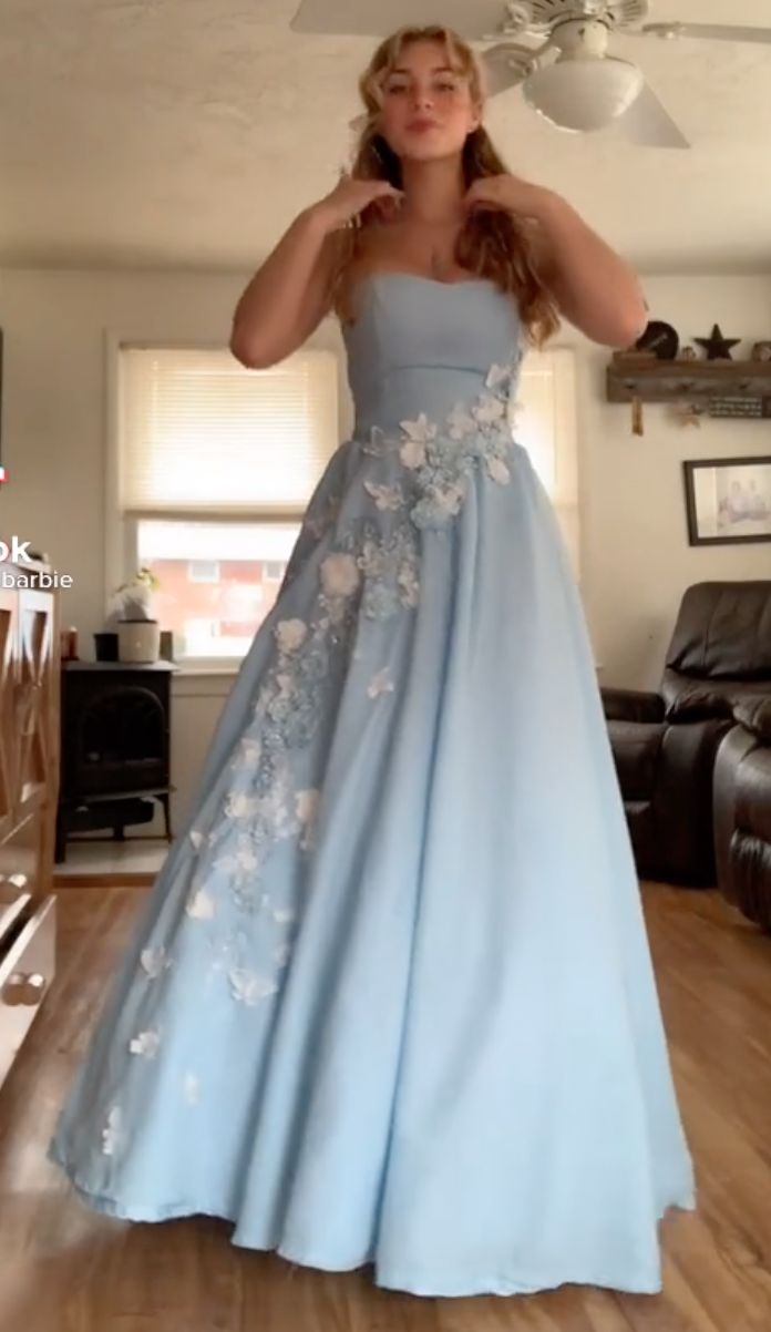 Elegantes, langes, blaues Chiffon-Abendkleid in A-Linie mit Herzausschnitt, formelles Partykleid für Teenager, Vestidos De Dia AB593