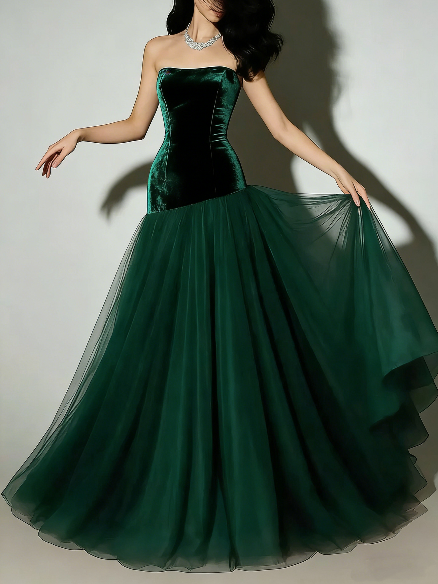 Vintage Mermaid Strapless Burgundy Tulle Long Prom Dresses For Teens Formal Dress 20th Birthday Outfits Prom Gown RB1628