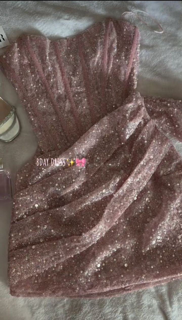 Robe de Bal Courte Rose Pailletée Bustier Scintillante Paillettes Robe de Graduation Idée Mini Robe de Bal Senior RB3142