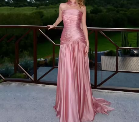 Luxus Damen Abendkleider Trägerlos Plissiert Langes Ballkleid Hochzeitsgastkleider Ballkleid Für Frauen Mädchen Teenager N2342
