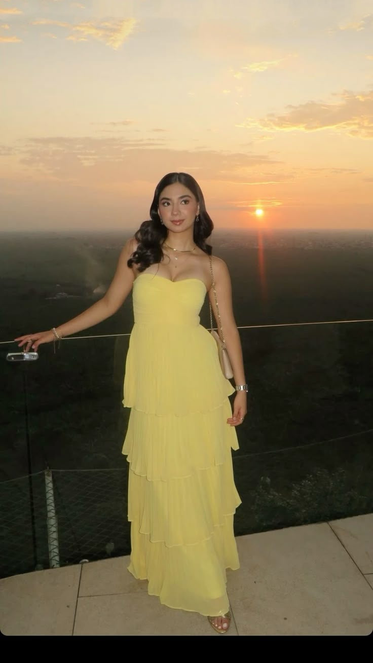 Classy A Line Sweetheart Yellow Chiffon Sleeveless Long Prom Dresses Classy Prom Party Gowns AB235