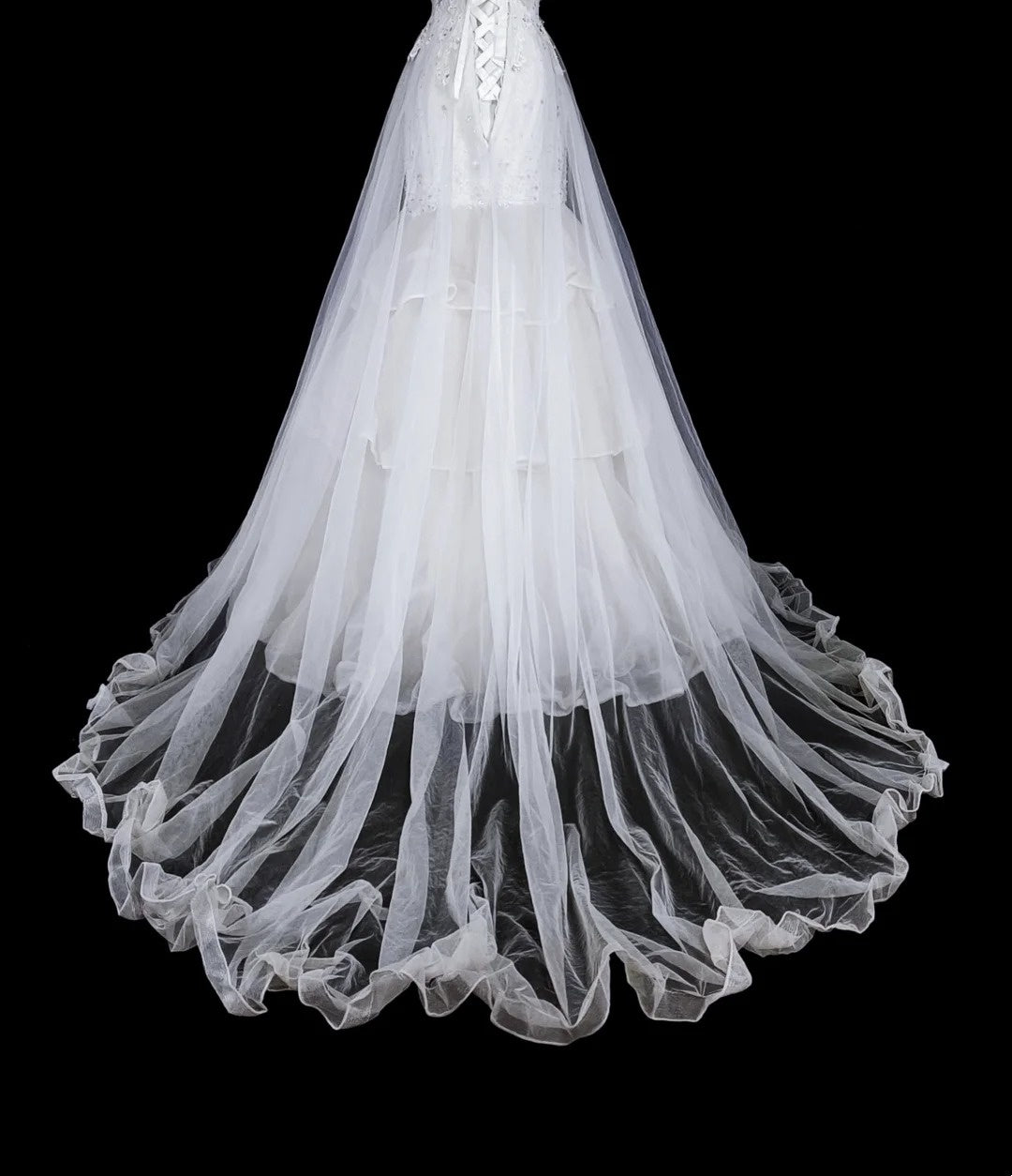 Vintage Abschlussballkleider Ästhetik 1950er Jahre Retro Meerjungfrau Weiß Tüll Spitze Langes Partykleid N2367