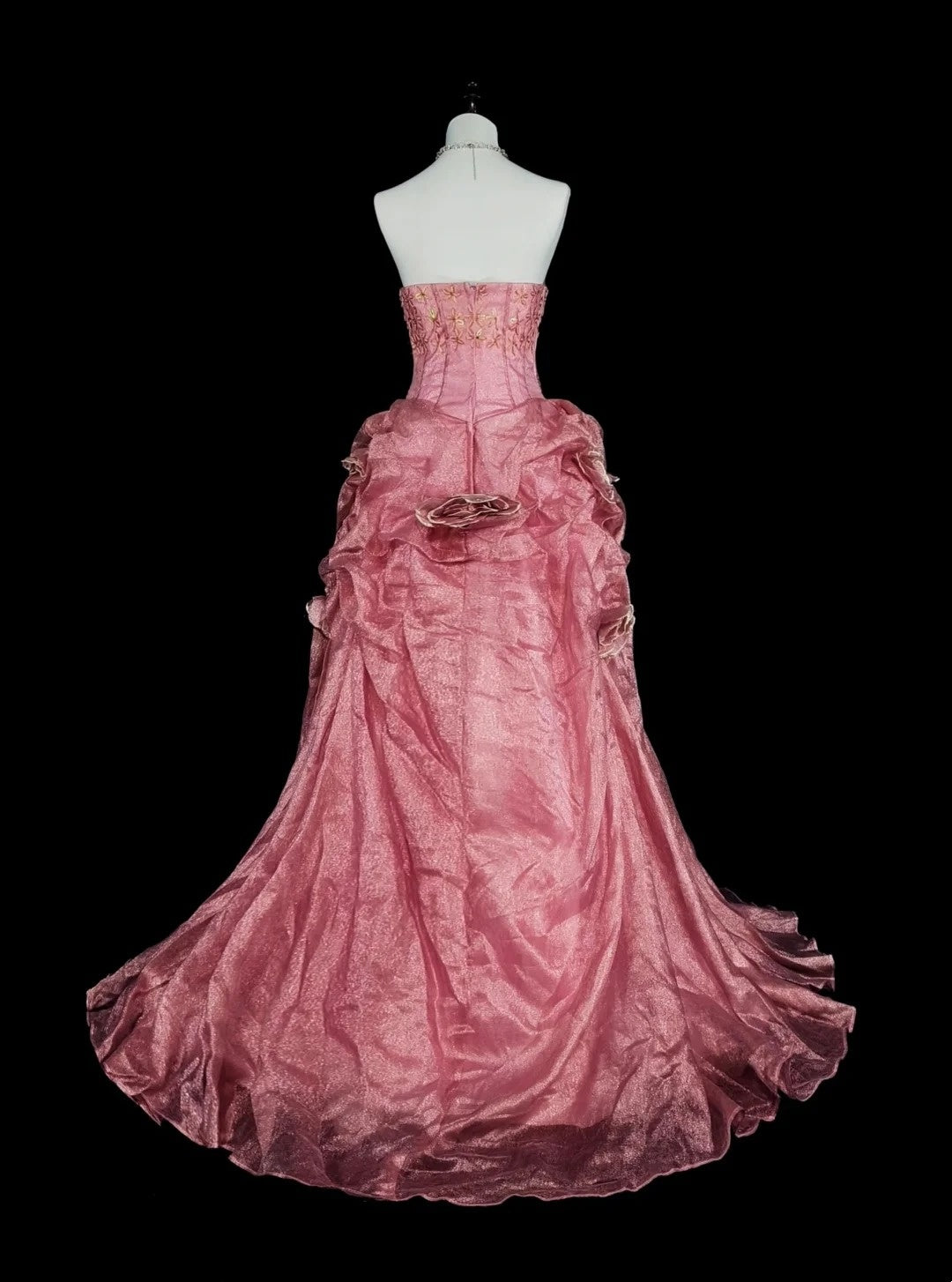 Vintage Prom Dresses Aesthetic 1950s Retro Ballkleid Trägerloses Rosa Langes Partykleid N2021