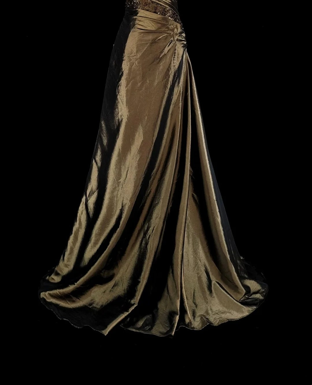 Vintage-Abendkleider im Stil der 1950er Jahre, Meerjungfrauen-Stil, trägerlos, braun, lang, mit Perlenstickerei N2009