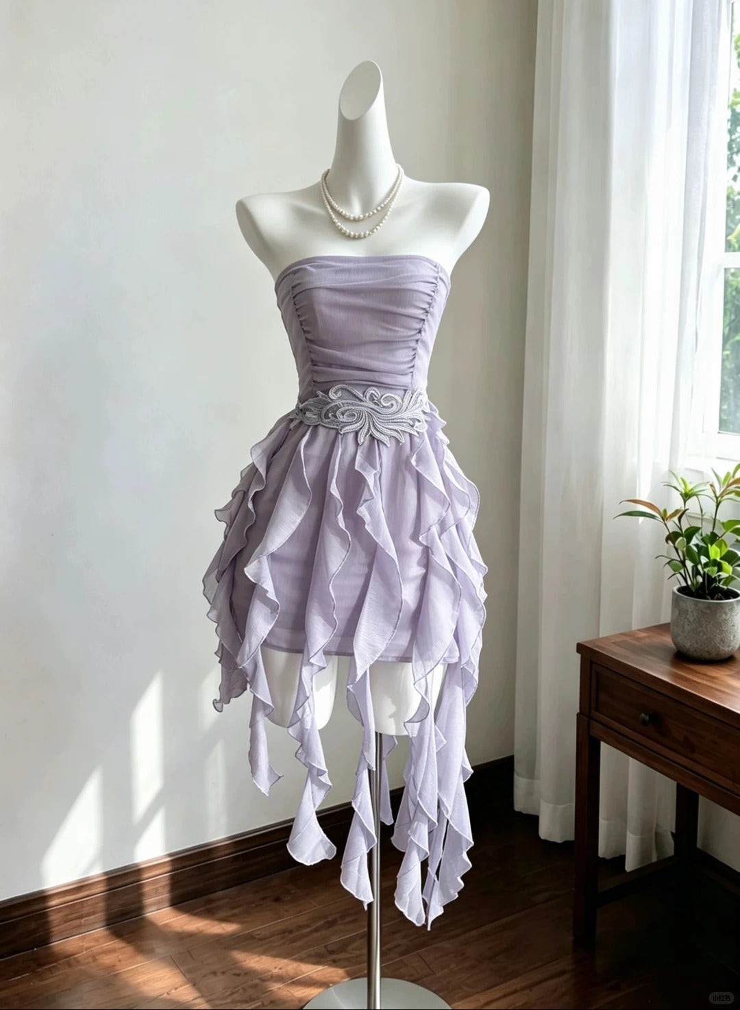 Pretty Sheath Strapless Lilac Chiffon Mini Short Cocktail Homecoming Dresses Ideas Hoco Outfits RB4923