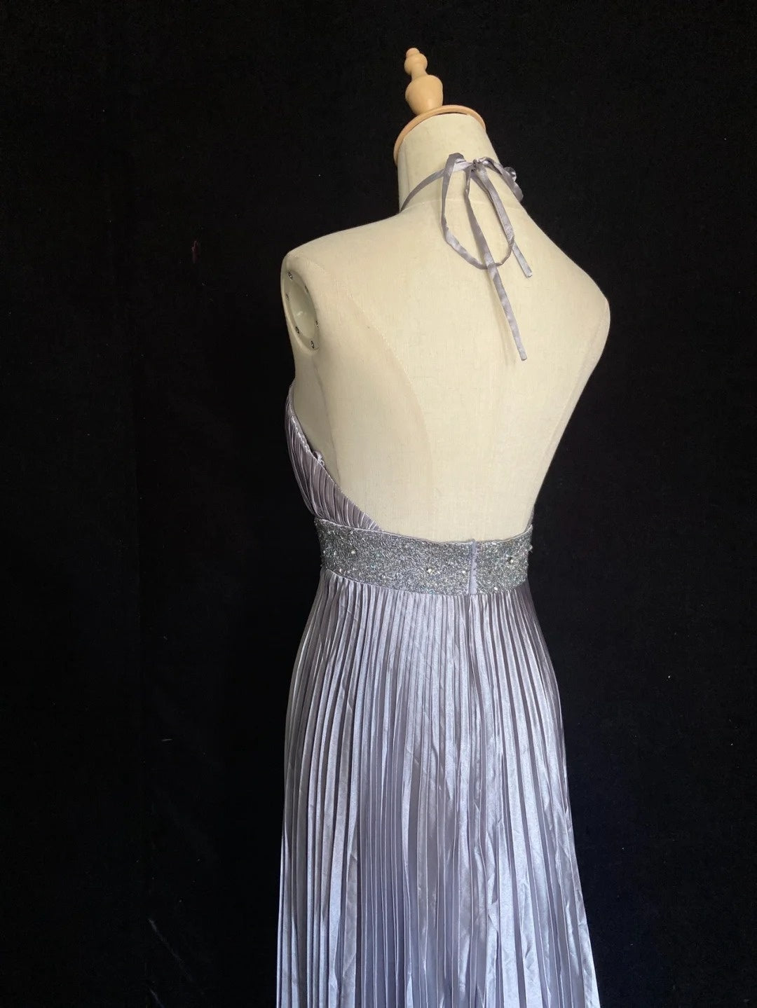 Vintage Prom Dresses Inspo A line Halter Folded Gray With Ruffled For Women Formal Dress N3246