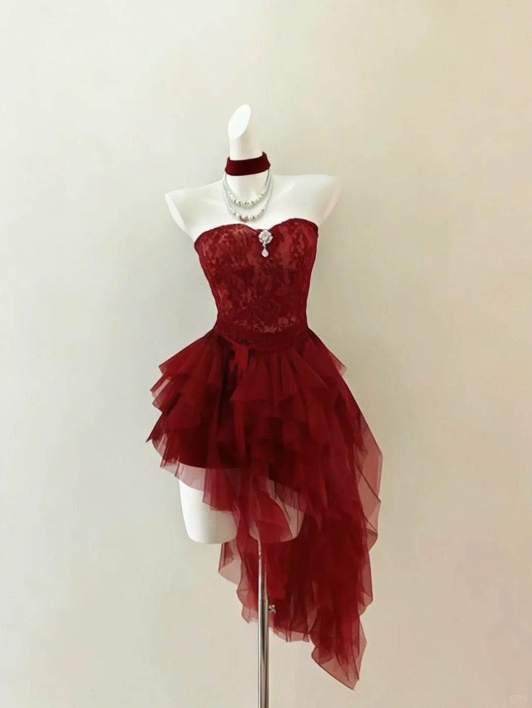 Beautiful Ball Gown Strapless Wine Red Cocktail Outfit Party Graduation Dresses Inspo Senior Homecoming Outfit RB4829