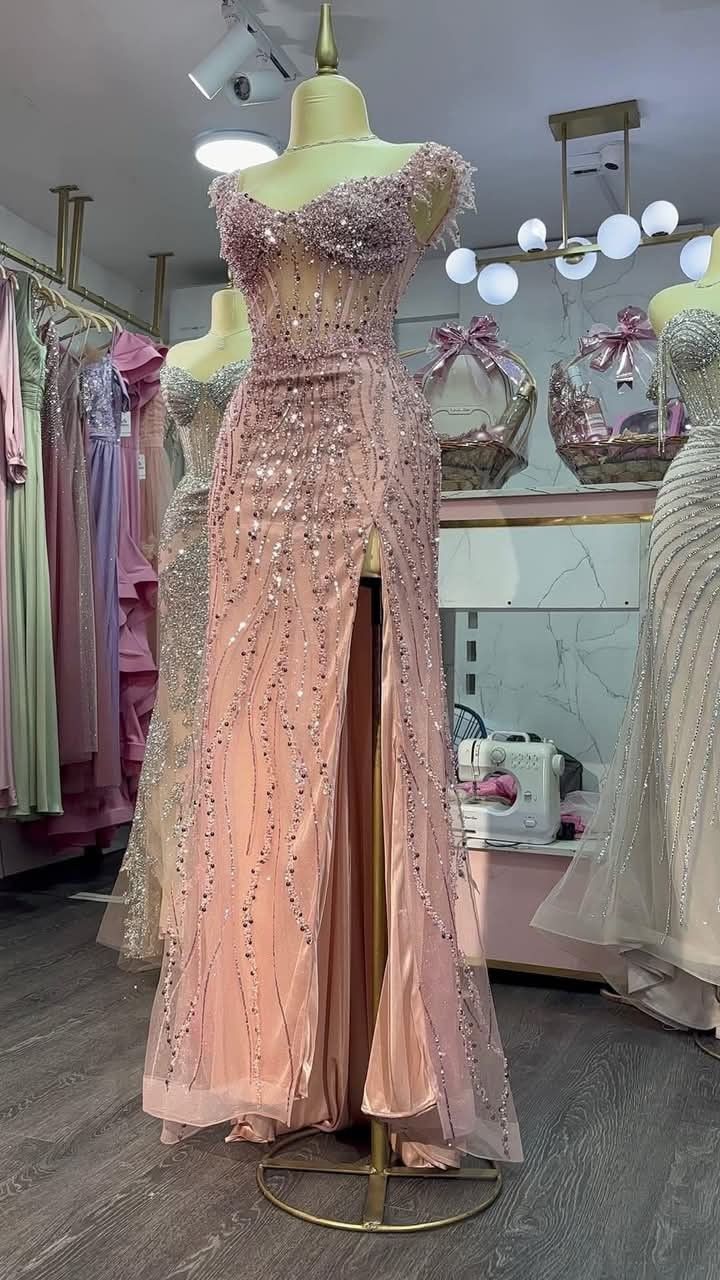 Glitter Sweetheart Pink Long Party Dress Prom Dresses Sequin Mermaid Bodycon For Black Girls Women N4102