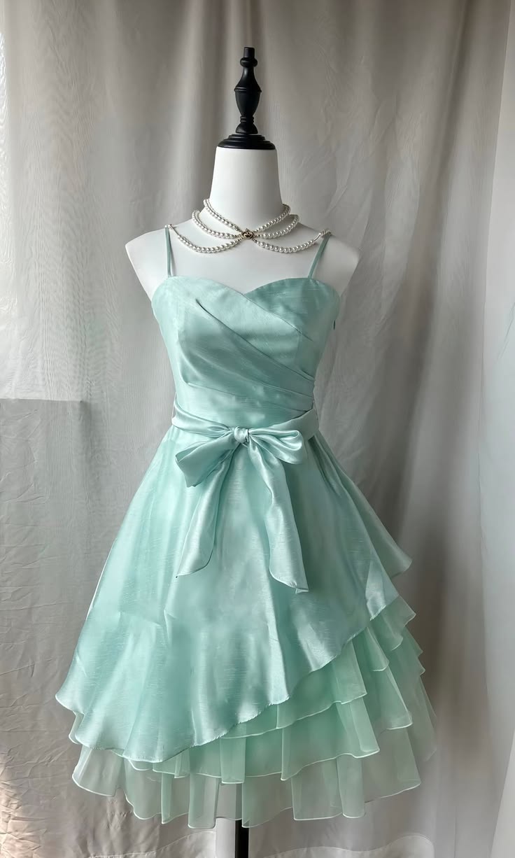 Simple A line Spaghetti Strap Mint Green Chiffon Short Mini Homecoming Dresses Inspo Graduation Outfits RB6681