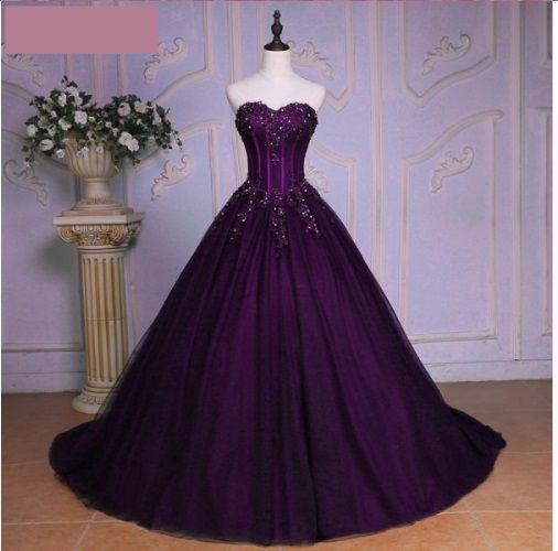 Niedliches Ballkleid mit Herzausschnitt, ärmellos, lila Tüll, mit perlenbesetztem Oberteil, langes Kleid für Quinceañera, Sweet 15 oder 16 Geburtstag, Outfit N706