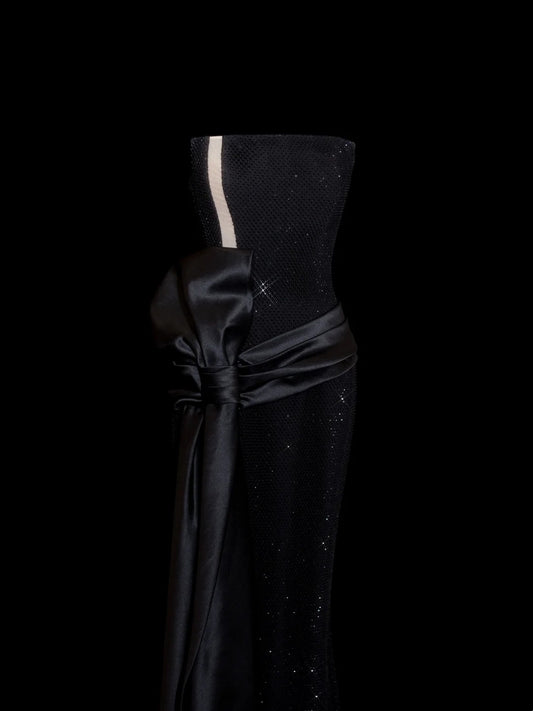 Gorgeous Prom Dresses Mermaid Strapless Black Tie Sequin For Women Formal Evening Outfits N3789