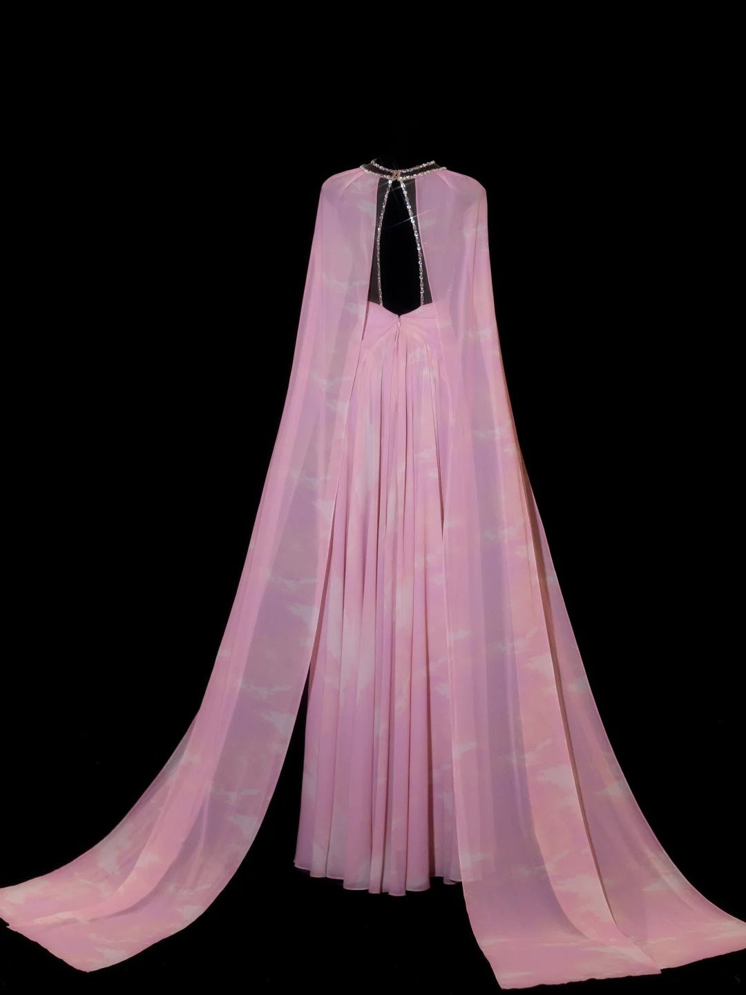 Elegantes A-Linien High-Neck Pink Chiffon Rückenfrei 18. Geburtstag Elegantes Outfit Formelle lange Ballkleider N4179