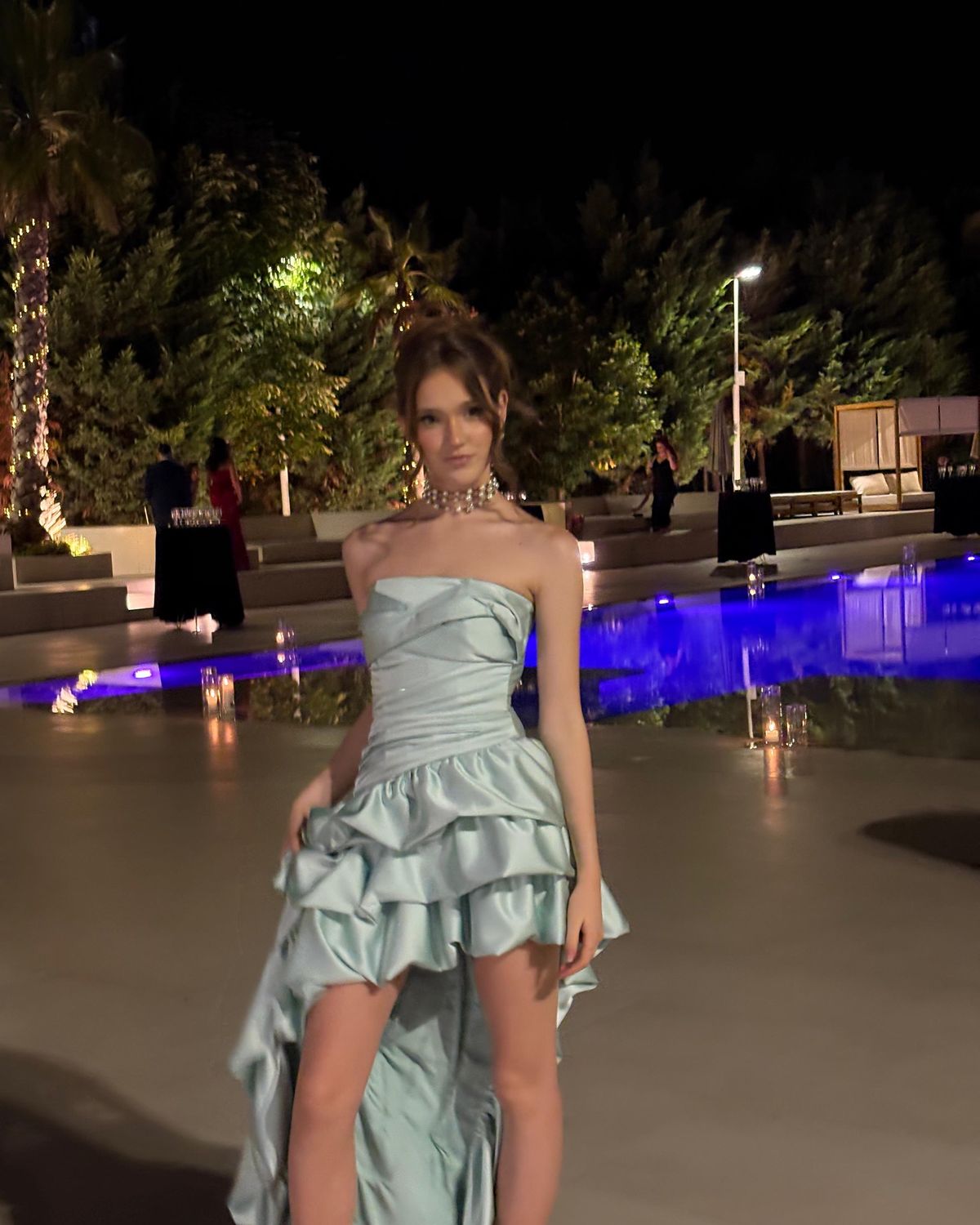 Modest Sheath Strapless Blue Satin High Low Party Gown inspo Short Cocktail Hoco Dresses RB6065