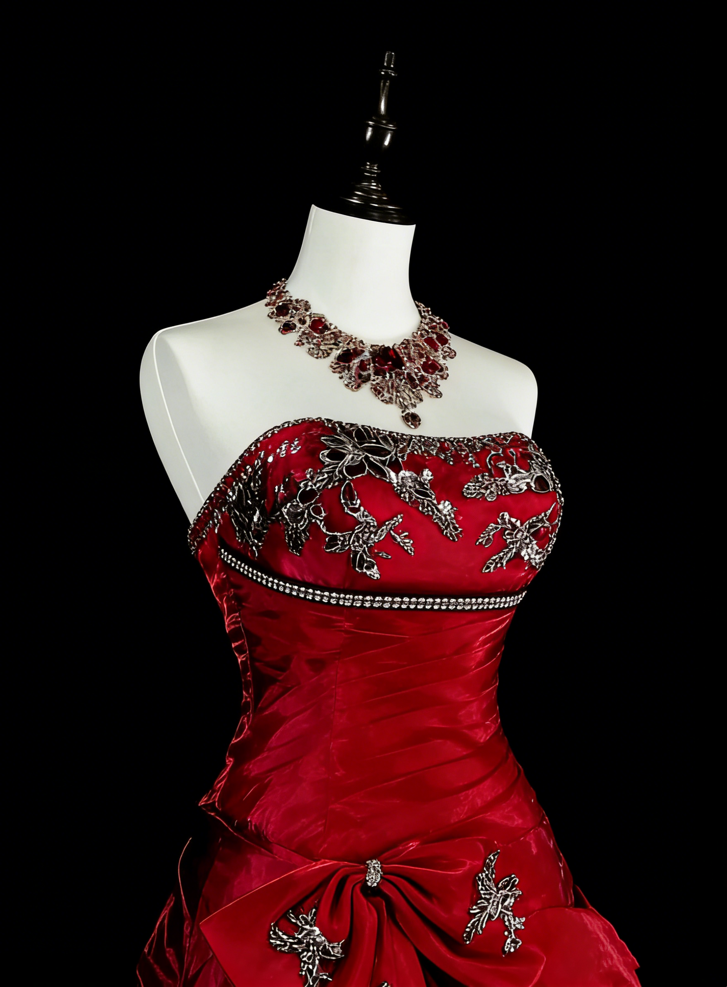 Robe de bal sirène rouge vintage sans bretelles avec perles, sans manches, années 80, longue robe de soirée formelle N1473