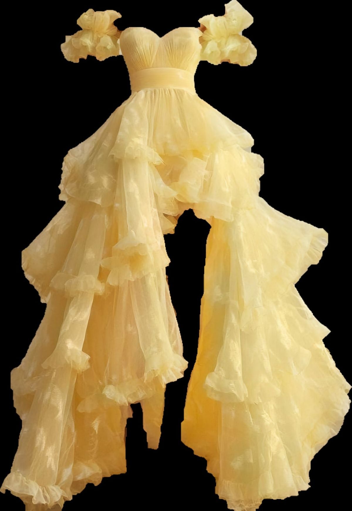 Prom Dresses Ball Gown Sweetheart Yellow With Sleeves Classy Party Formal Outfits RB6352