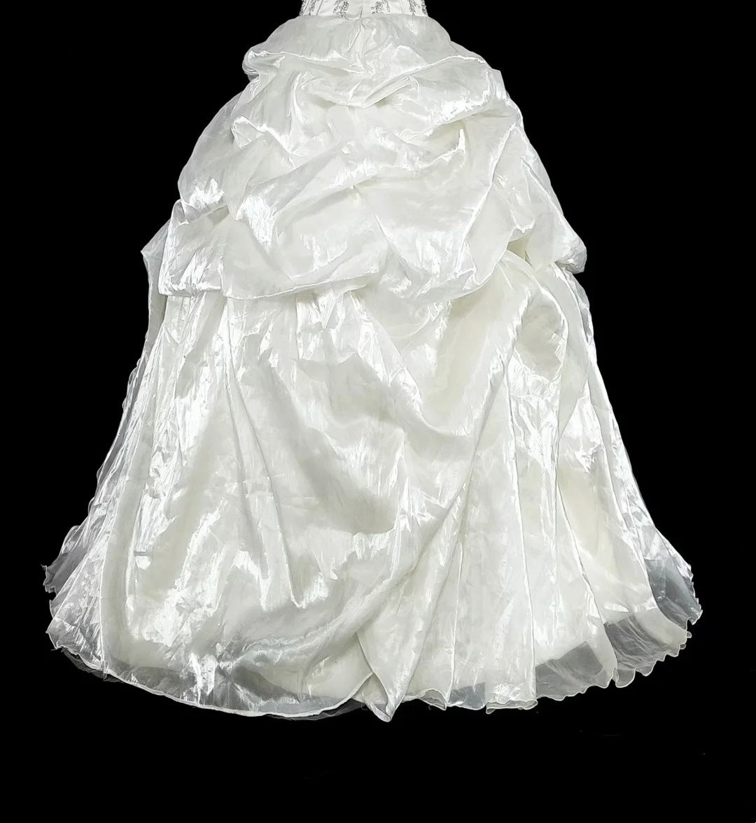 Romantische Brautkleider Ballkleid Herzförmiger Ausschnitt Elfenbein mit Perlenkristallen Langes Brautkleid N3412