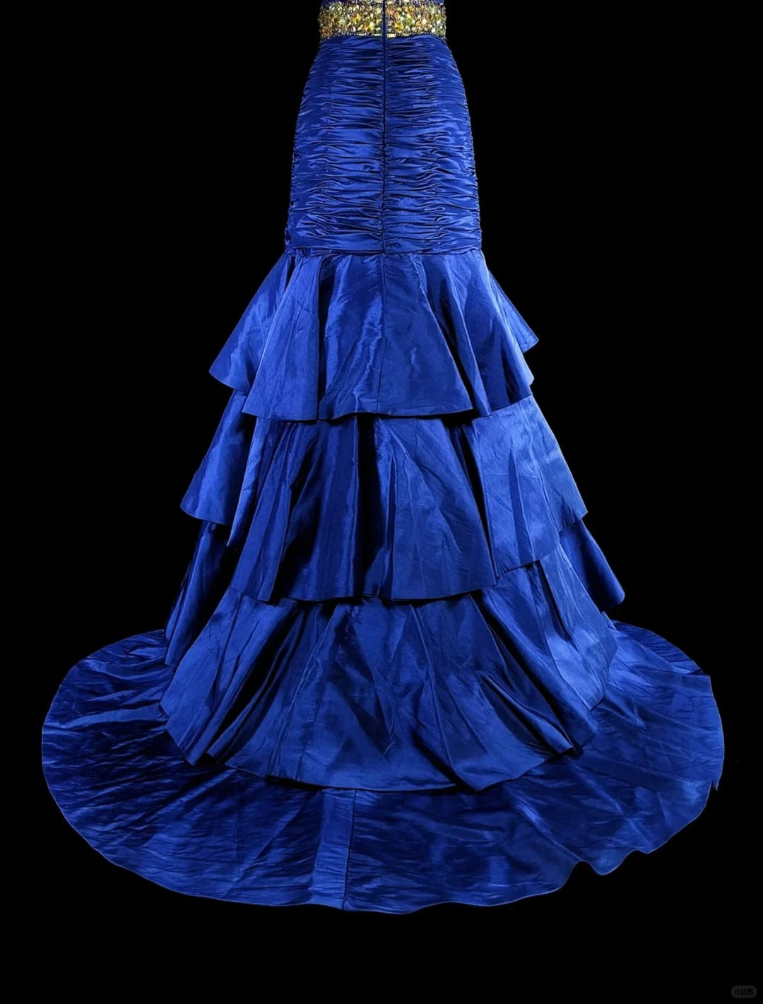 Robes de bal vintage Sirène Cœur Bleu Royal Haut Bas Avec Perles Longue Robe de Soirée N2370