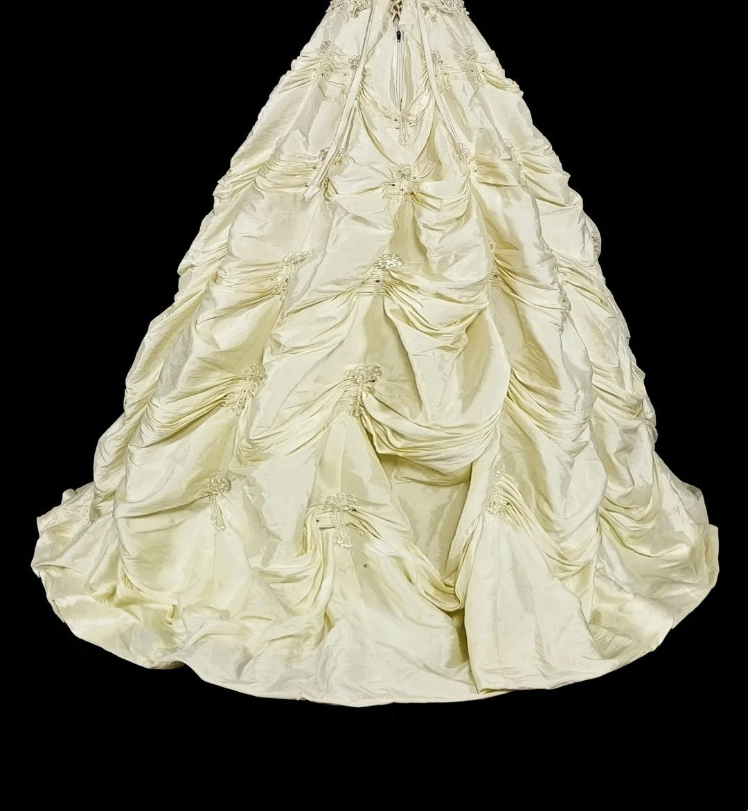 Vintage 80er Jahre Brautkleid Ballkleid trägerlos Taft langes Brautkleid tailliertes Brautkleid N1465