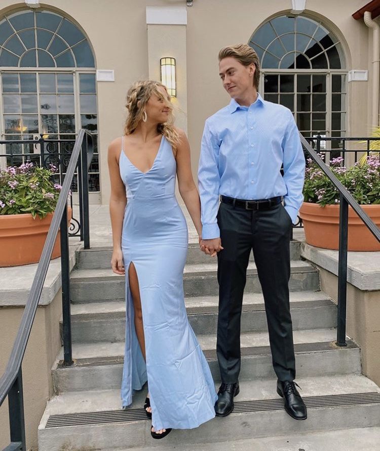 Robe de Soirée Formelle Bleu Ciel Clair Modeste Sirène Robe de Bal Longue pour Mariage Printemps N2686