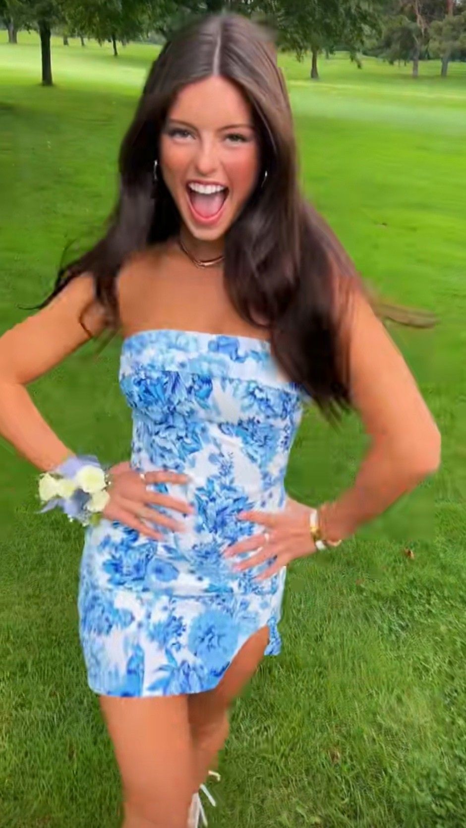 Pretty Sheath Strapless Blue Floral Satin Mini Homecoming Dresses Short 17th Birthday Outfits RB4225