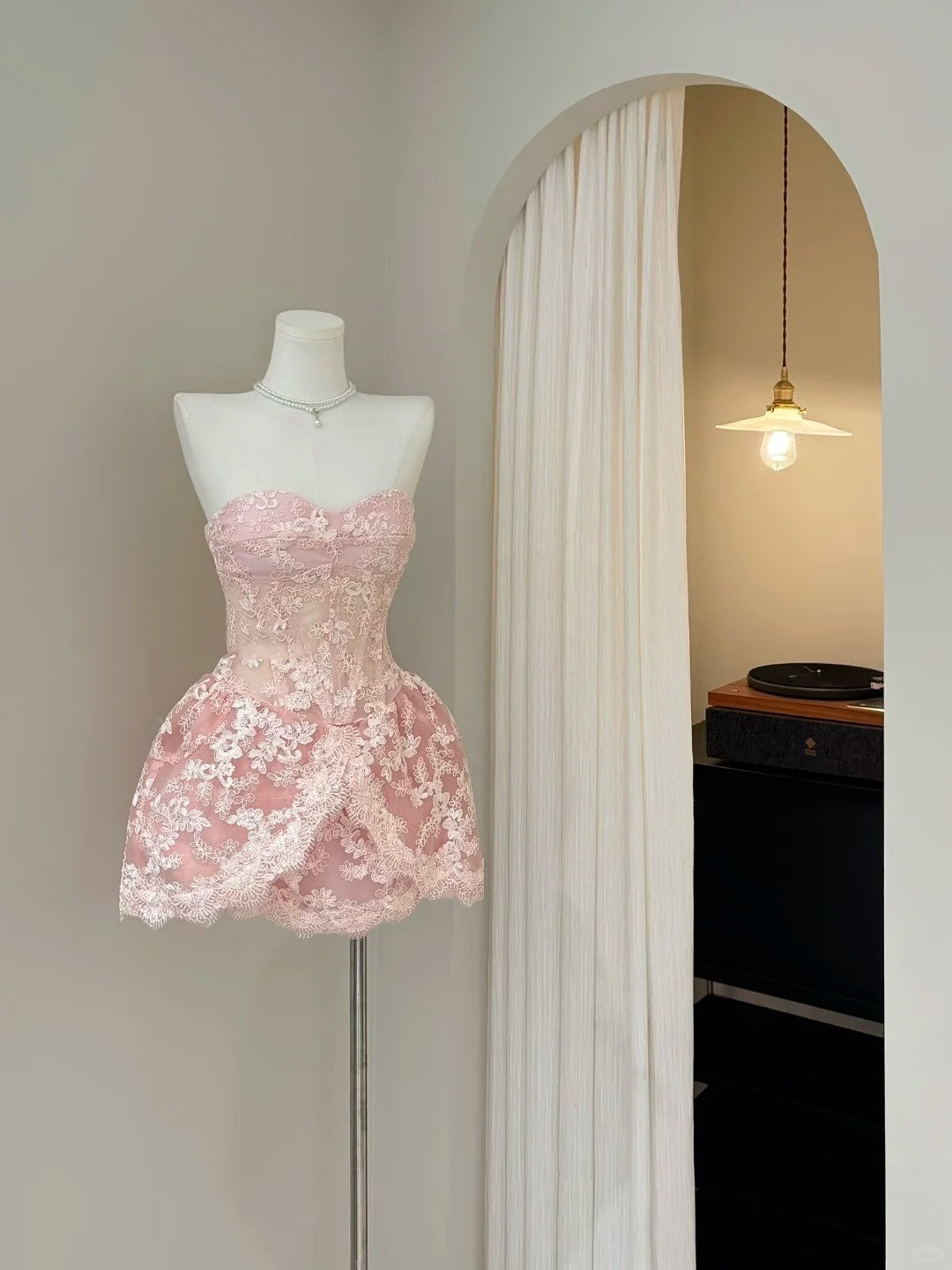 Classy A Line Sweetheart Pink Lace Night Short Graduation Dress Inspo Senior Homecoming Outfits RB4811