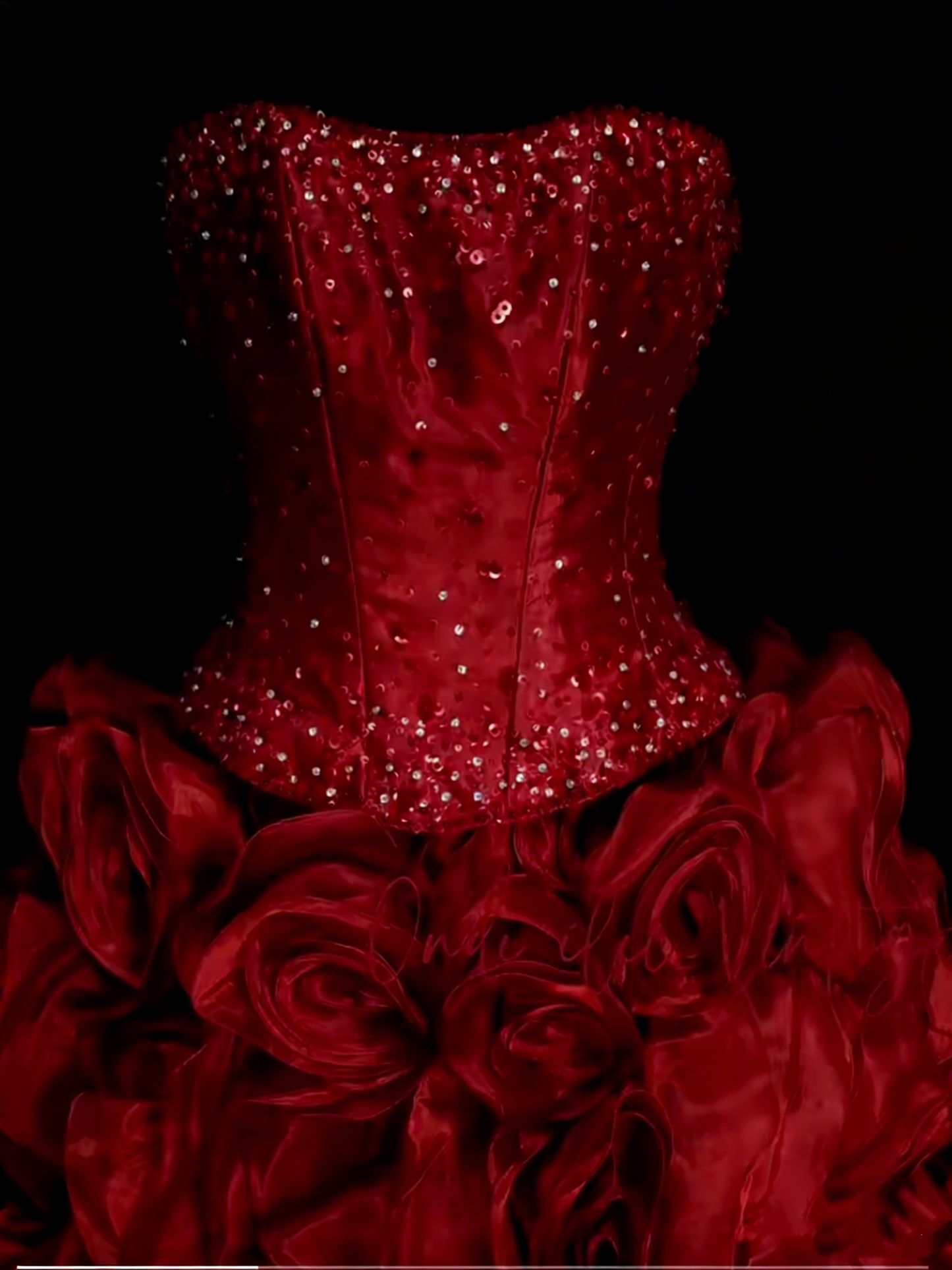 Elegantes, trägerloses, rotes Organza-Abendkleid im Stil der 80er Jahre – Inspiration für Partykleider, Vintage-Kleid für den 16. Geburtstag (N1307)