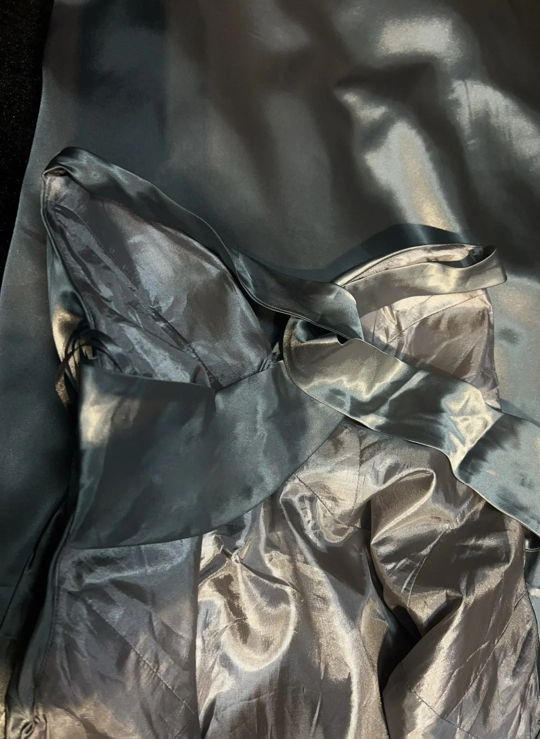 Robes de bal vintage des années 2000, coupe A, dos nu, gris argenté avec volants, longue robe de bal N3028