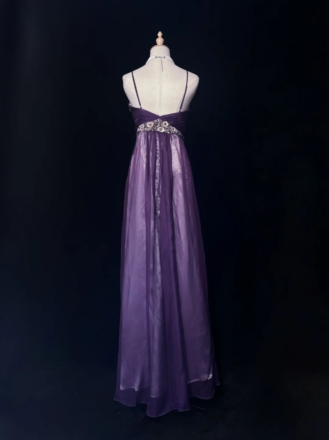 Vintage Prom Dresses 1960s A line Spaghetti Strap Grape Tulle With Flowers Sleeveless Prom Dresses Evening Formal Outfits RB5133