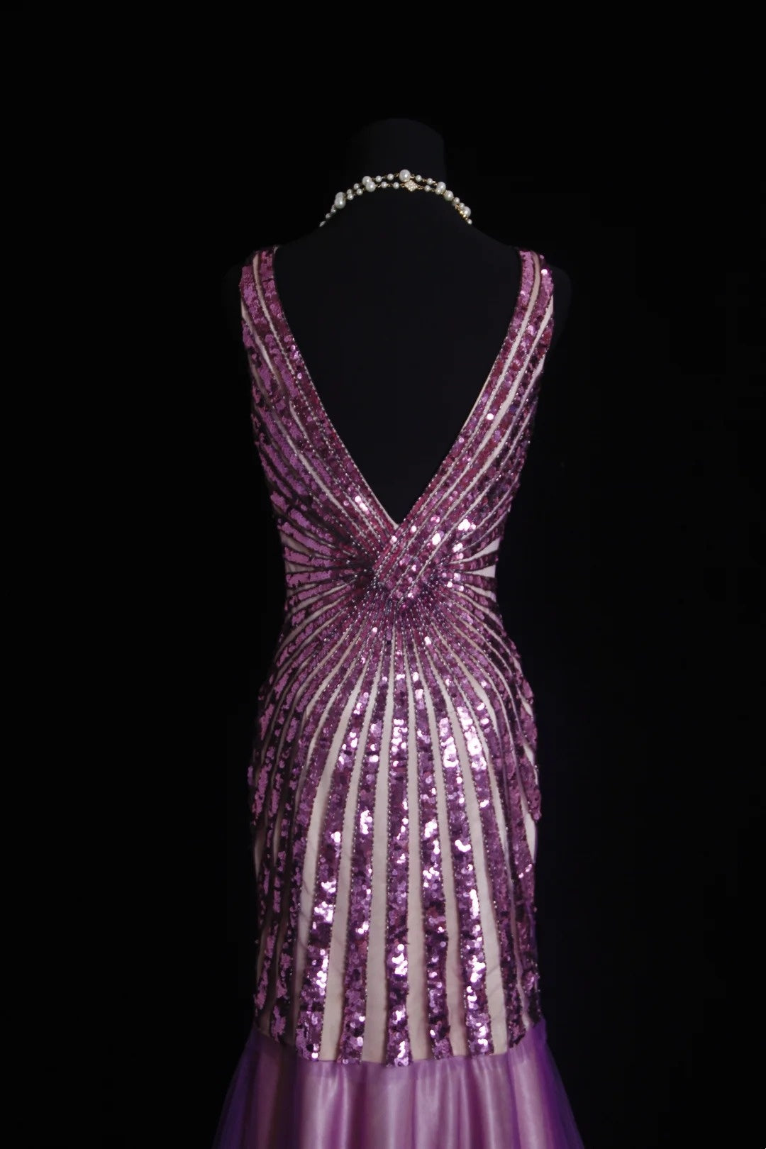 Vintage Prom Dresses Aesthetic 80er Retro Meerjungfrau V-Ausschnitt Flieder Pailletten Bodenlang Abendkleider N2330