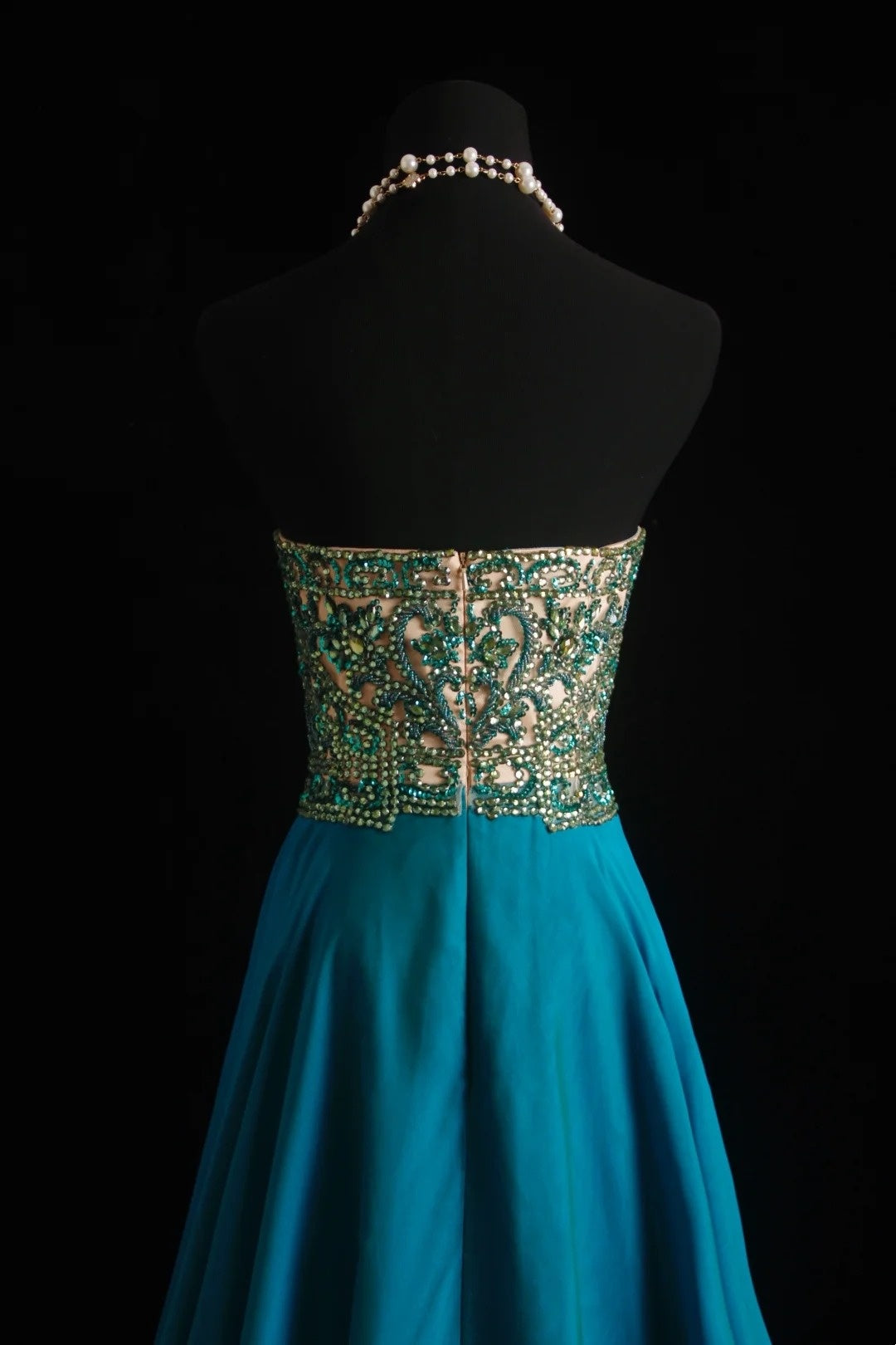 Vintage Prom Dresses Aesthetic 80s Retro A line Blue Sweethert Chiffon Floor Length Formal Outfits N2333