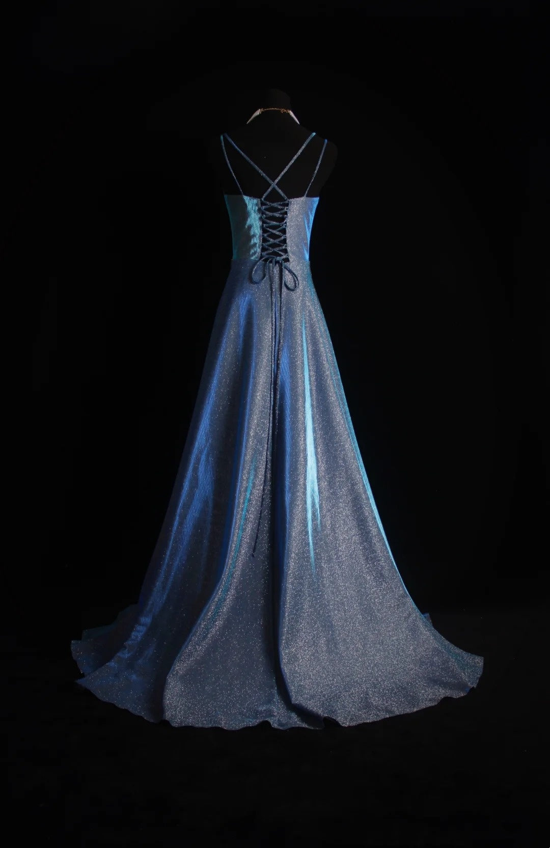 Retro-A-Linien-Kleid mit Spaghettiträgern, marineblau, paillettenbesetzt, langes Ballkleid im Stil der 1950er Jahre, Inspiration für Outfits zum 18. Geburtstag, formelles Kleid N496