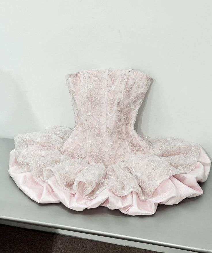 Mignonne Robe de Bal bustier en Dentelle Rose Courte Nuit à Rio Inspo Robe de Hoco Idées de Robes de Rentrée RB4076