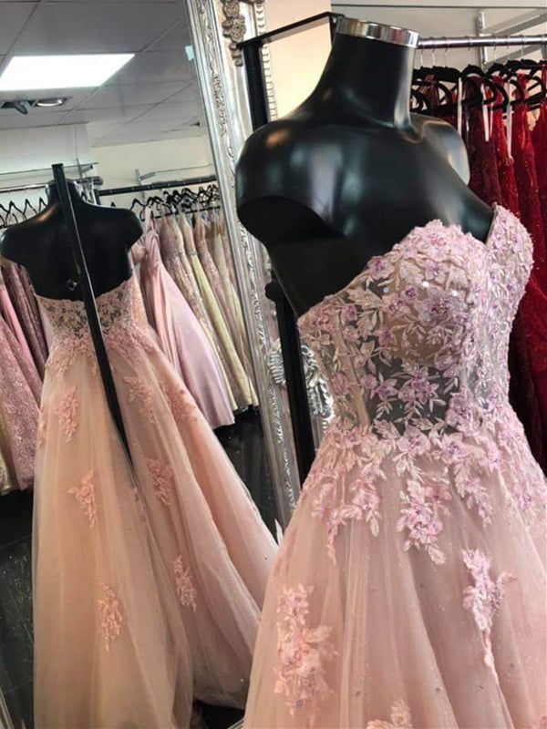 Robe de bal longue en dentelle rose, dos nu et décolleté en cœur, robe de soirée, Vestidos De Dia AB496