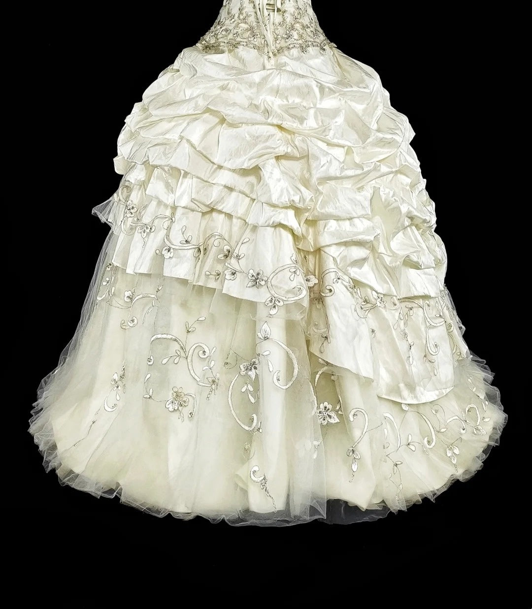 Prinzessin Brautkleider Ballkleid Trägerlos Elfenbein mit Perlen und Kristallen Langes Brautkleid N3413