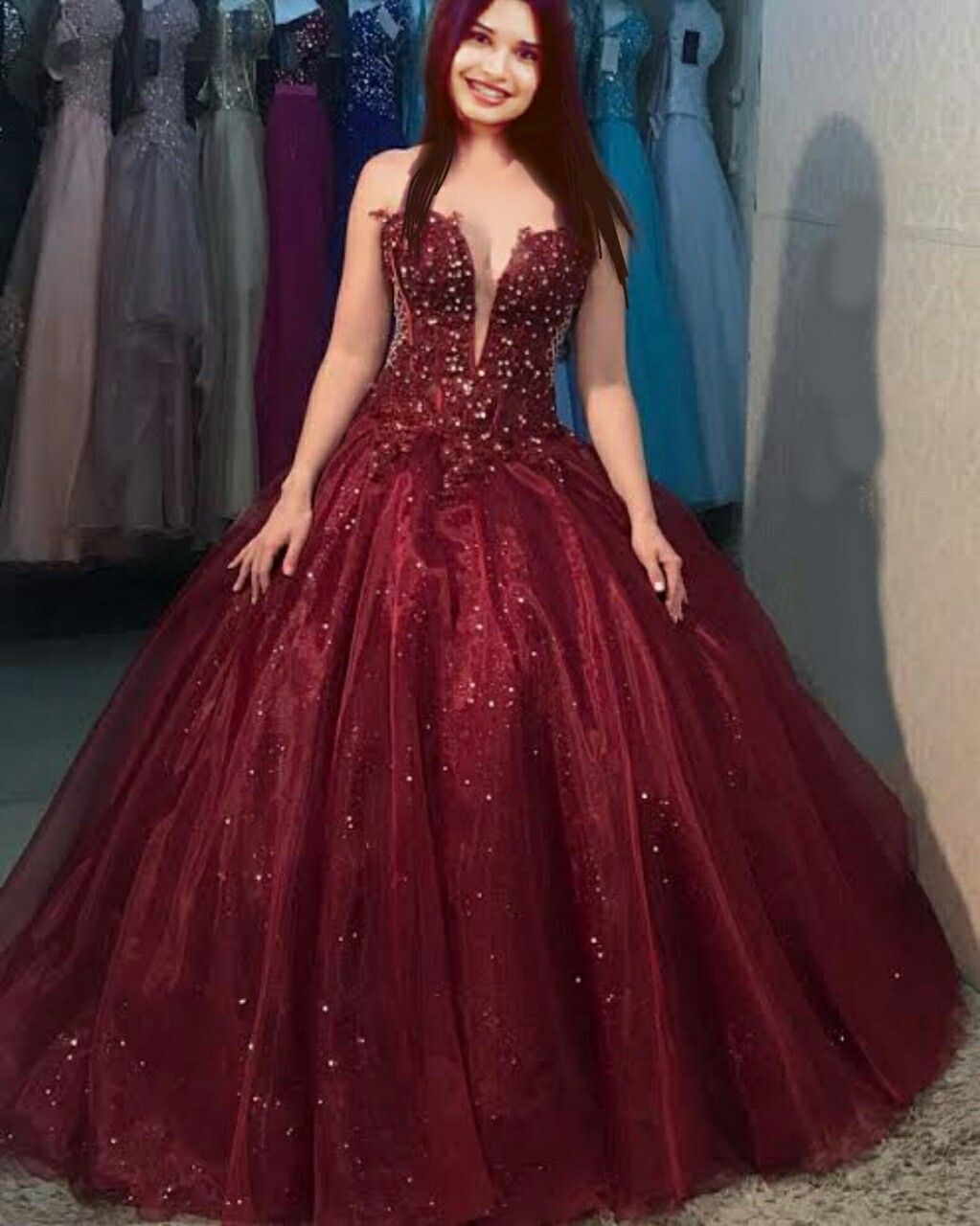 Robe de bal chic pour femme, sans bretelles, en tulle bordeaux, longue, pour soirée dansante ou formelle AB1782