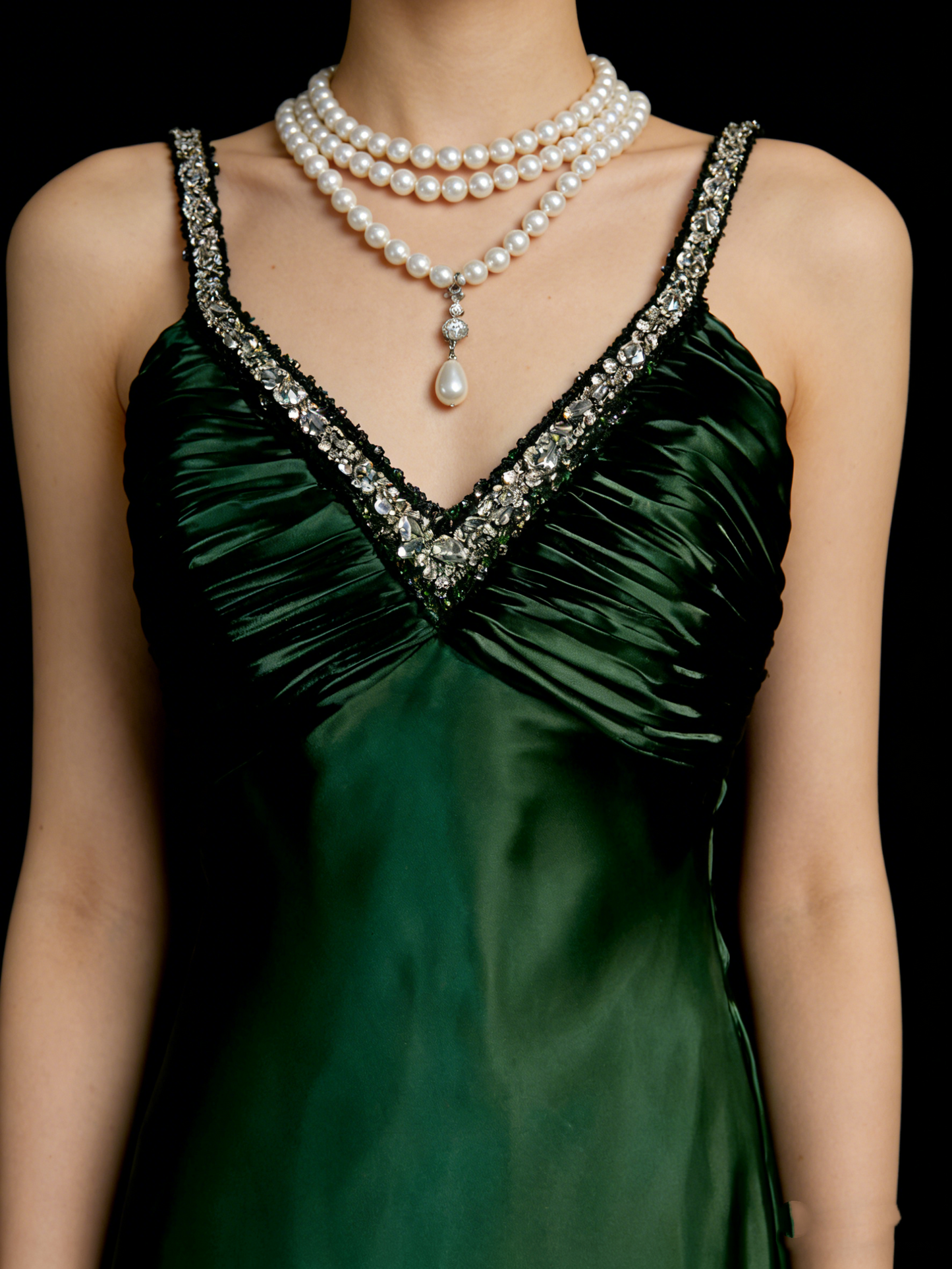 Vintage A Line V Neck Dark Green Satin Senior 80s Prom Dresses High School Long Formal Dress N1329