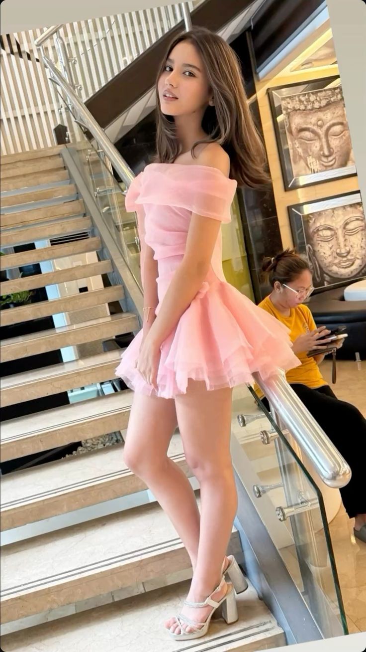 Sweet A line Off The Shoulder Chiffon Pink Short Mini 16th Birthday Dresses Hoco Outfits N1910