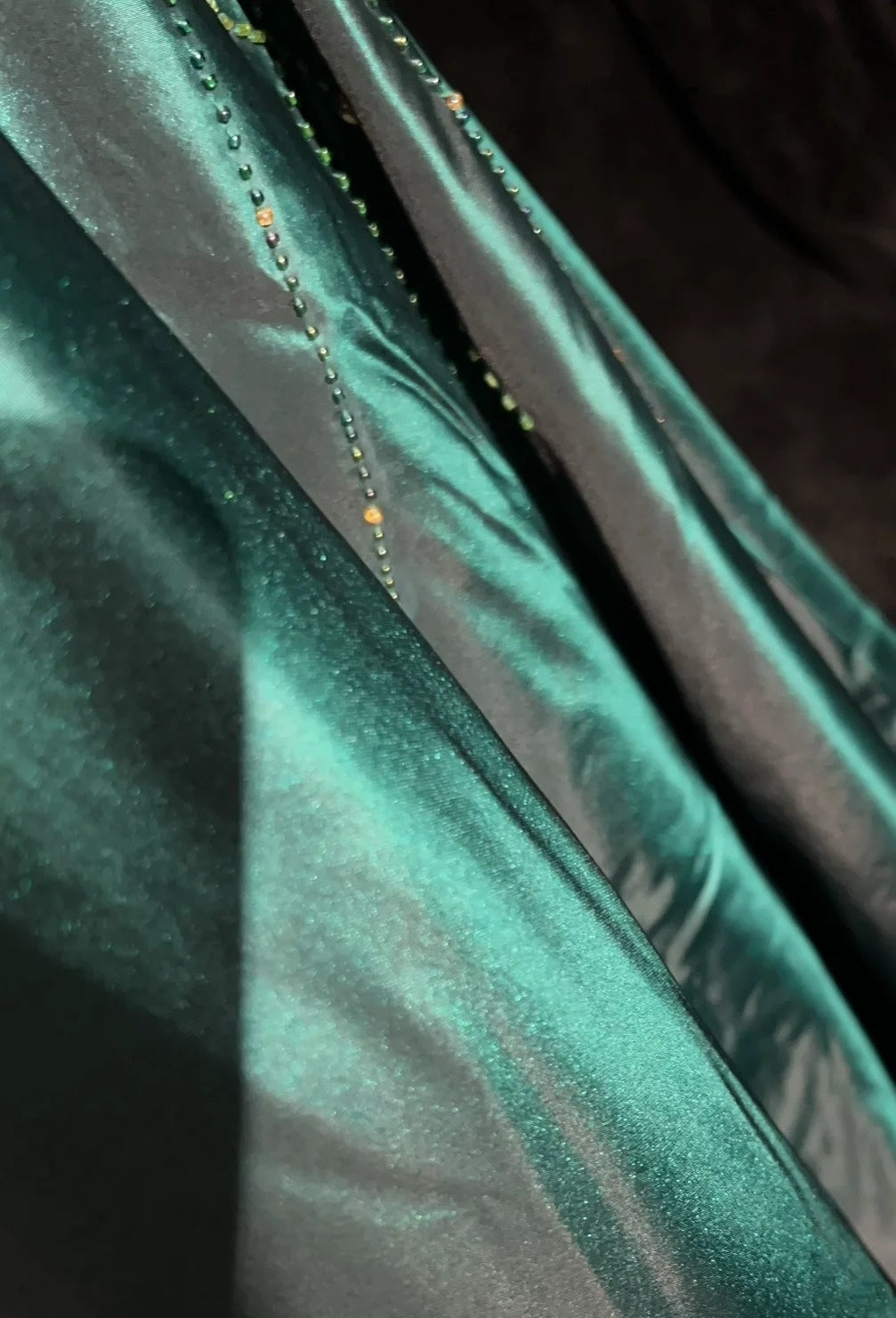 Inspiration Robes de bal vintage Robe de soirée bustier verte avec perles Robe de soirée longue années 80 N2739