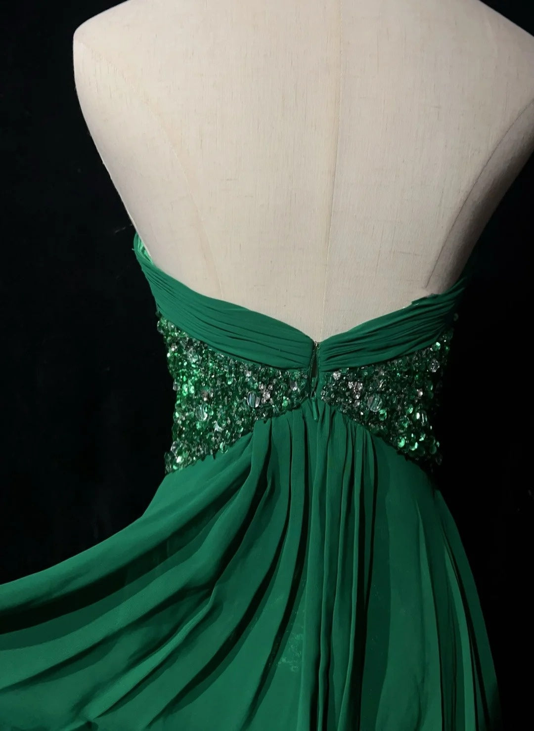 Jolies Robes de Soirée Courtes Vertes en Mousseline de Soie avec décolleté en Cœur, forme trapèze, pour bal de promo N2613