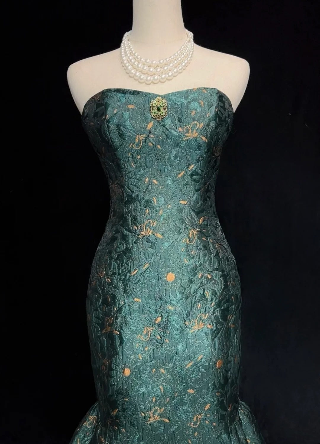 Elegante Abschlussballkleider Meerjungfrau Sweetheart Dunkelgrün Bodenlang Spitze Satin Festliches Abendkleid N3707
