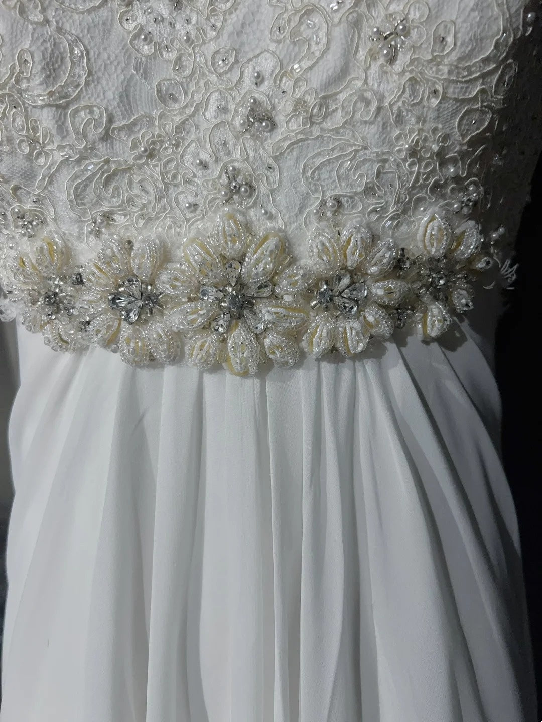 Timeless Wedding Dresses A Line Spaghetti Strap White Chiffon With Beaded Long Bridal Gown N3018