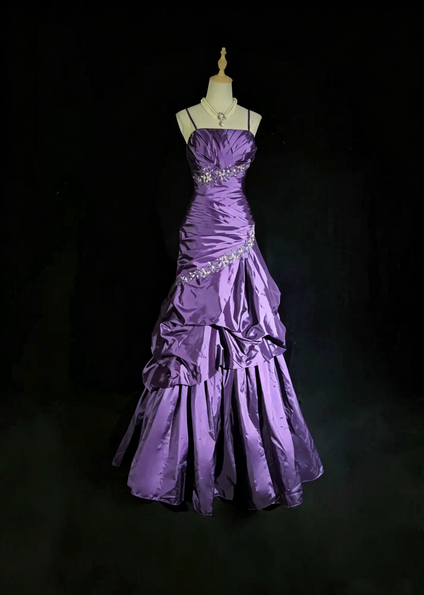 Vintage Ballkleider Ballkleid Spaghettiträger Teal Blau Ärmellos Taft 90er Langes Abendkleid N2893