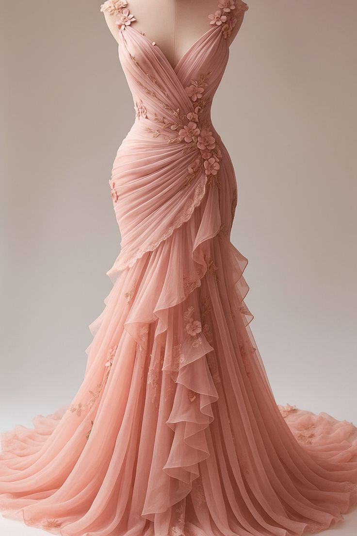 Elegantes Meerjungfrauen-Abendkleid aus rosa Chiffon und Spitze mit Herzausschnitt, langes formelles Ballkleid für Damen, 16. Geburtstagskleid, Damenkleider AB1214
