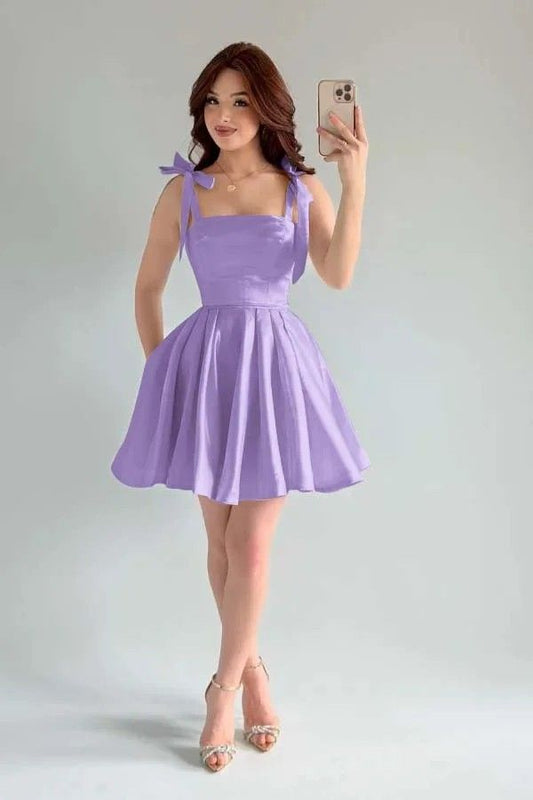 Cute Ball Gown Spaghetti Straps Light Sky Blue Satin Mini Short Formal 8th Grade Homecoming Dresses Birthday Dress N1892