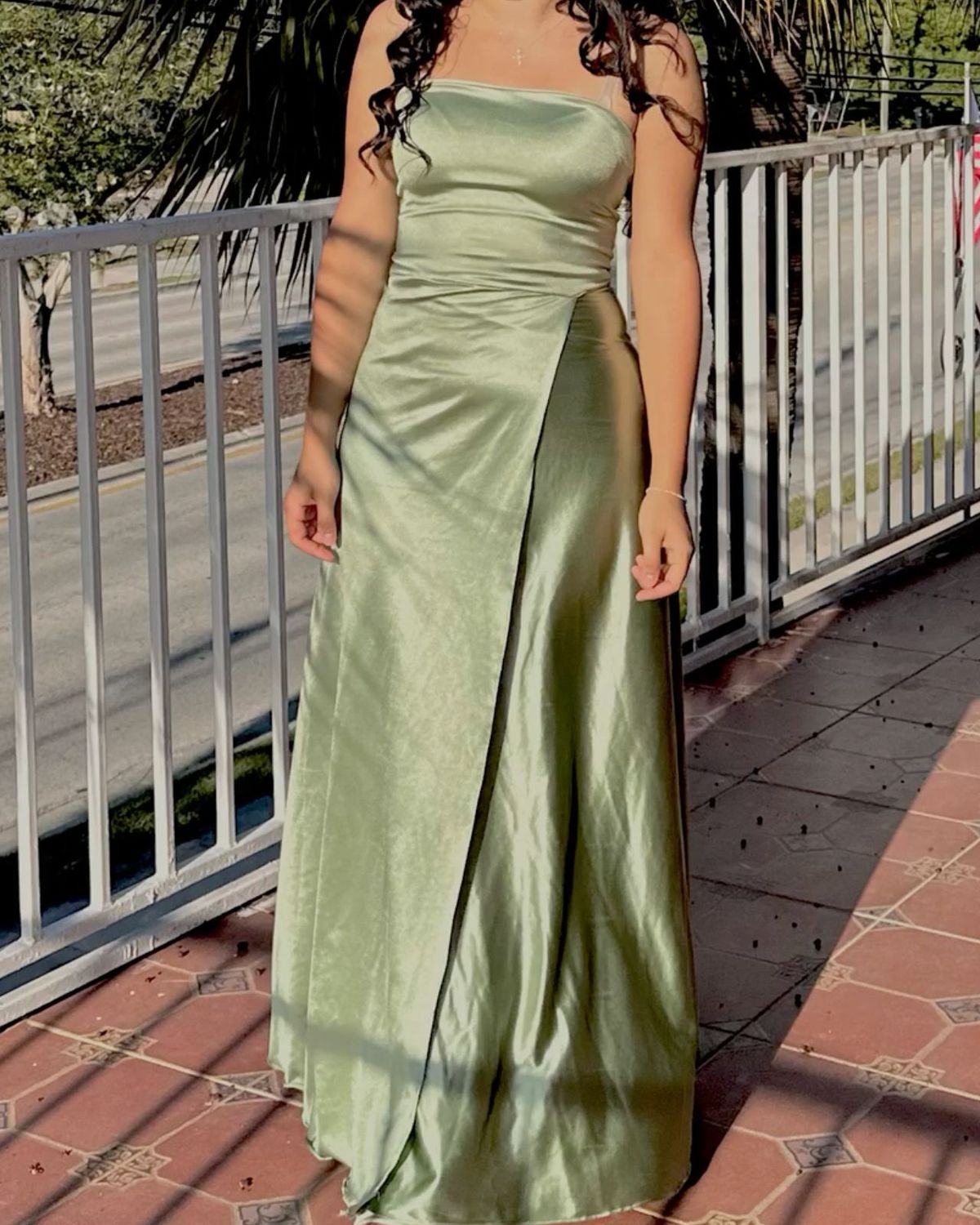 Cute A Line Strapless Sage Green Slit Prom Dresses Inspo For Teens Formal Dress Party Outfits Prom Gowns AB089