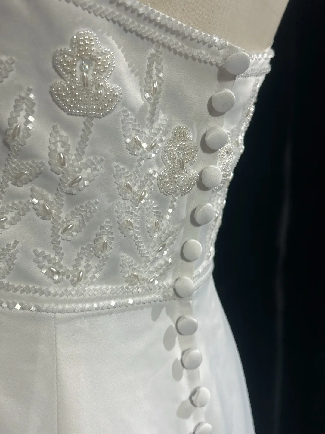 Vintage 90s Wedding Dresses Mermaid Strapless Satin White Beading Summer Garden Long Bridal Gown N3823