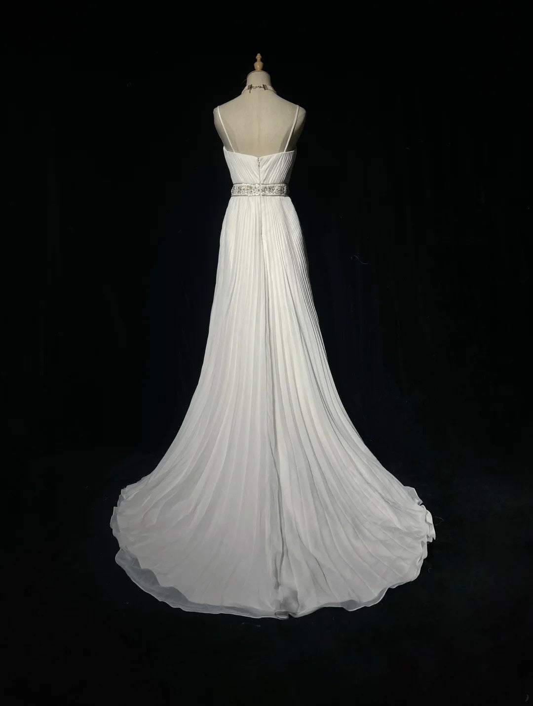 Robes de mariée vintage années 90, coupe trapèze, à fines bretelles, blanches unies, pour mariage estival en jardin, longue robe de mariée N3721