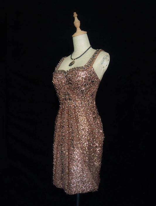 Sexy Sheath Straps Sequin Ideas For Women Knee Length Birthday Dresses Homecoming Outfits N3461